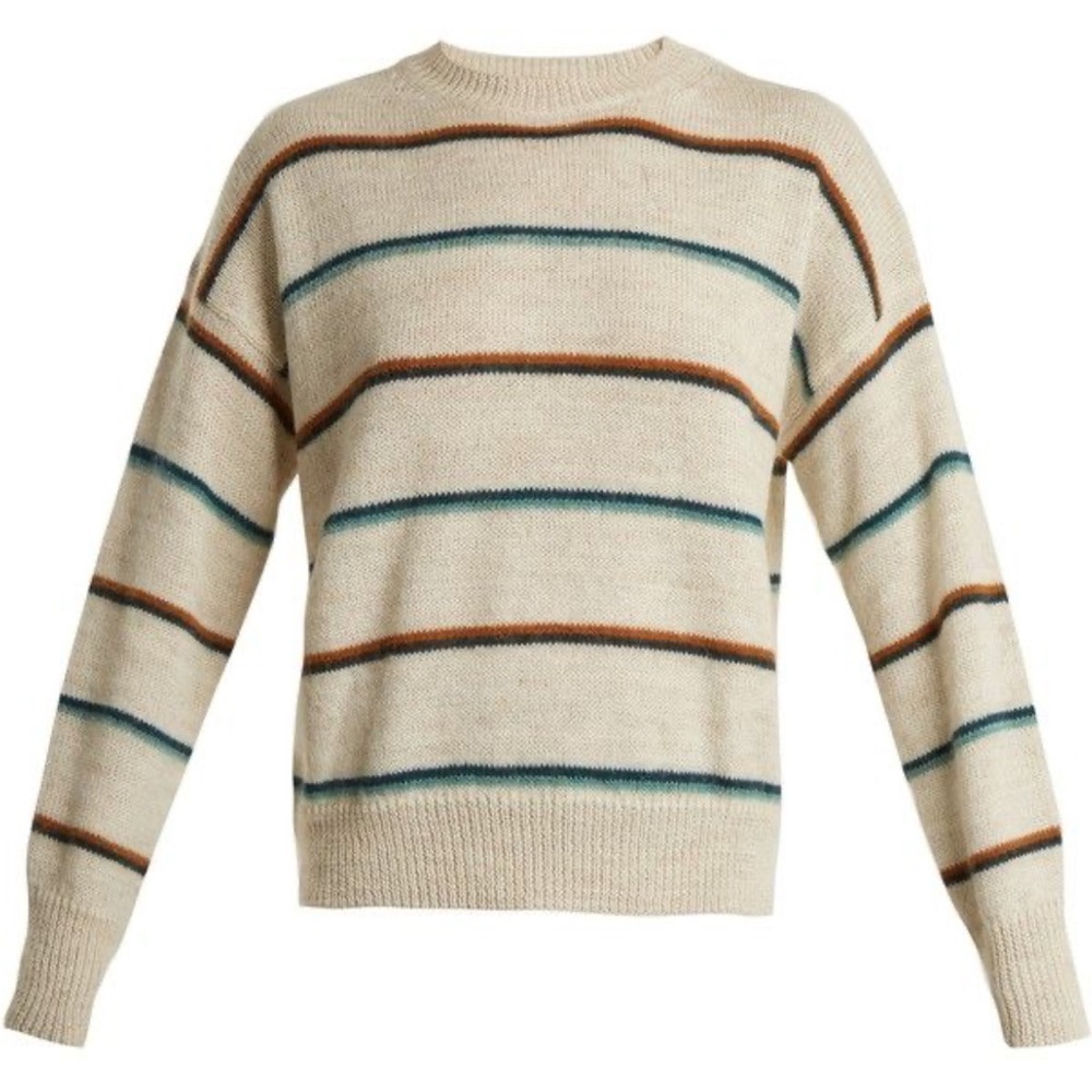 Isabel Etoile Marant Stripe Sweater 38 Tan Brown Green Alpaca Wool Small Medium